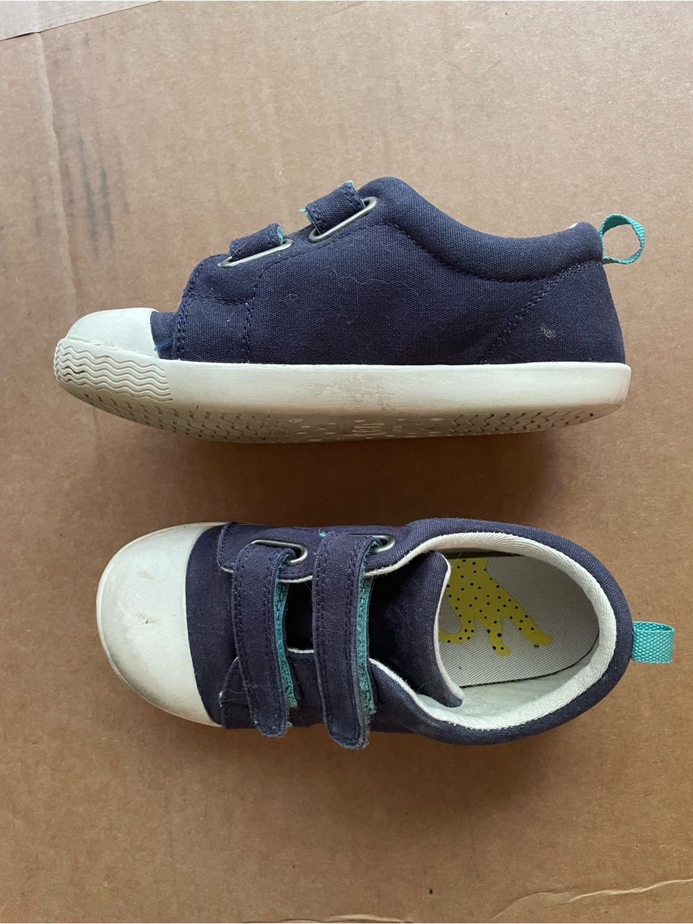 Ten little barefoot wide Children's Navy Velcro Canvas Sneakers